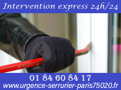 Intervention en urgence serrurerie 24h/24 sur Paris 20