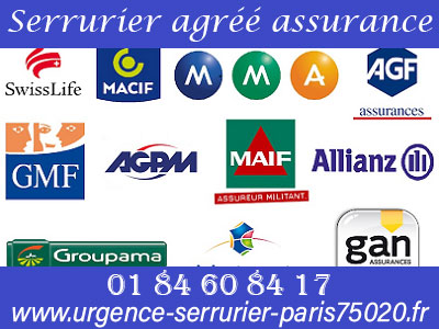 Serrurier Paris 20 agréé assurance